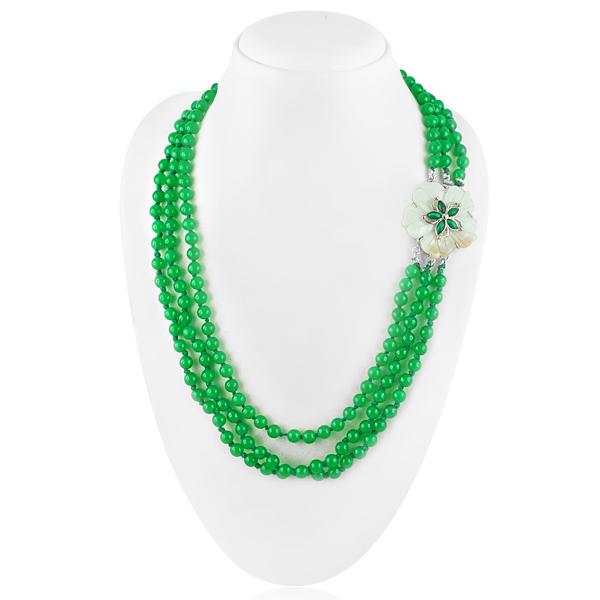 Bo'Bell Exquisite Green Malaysian Jade Tri-Strand Fashion Necklace