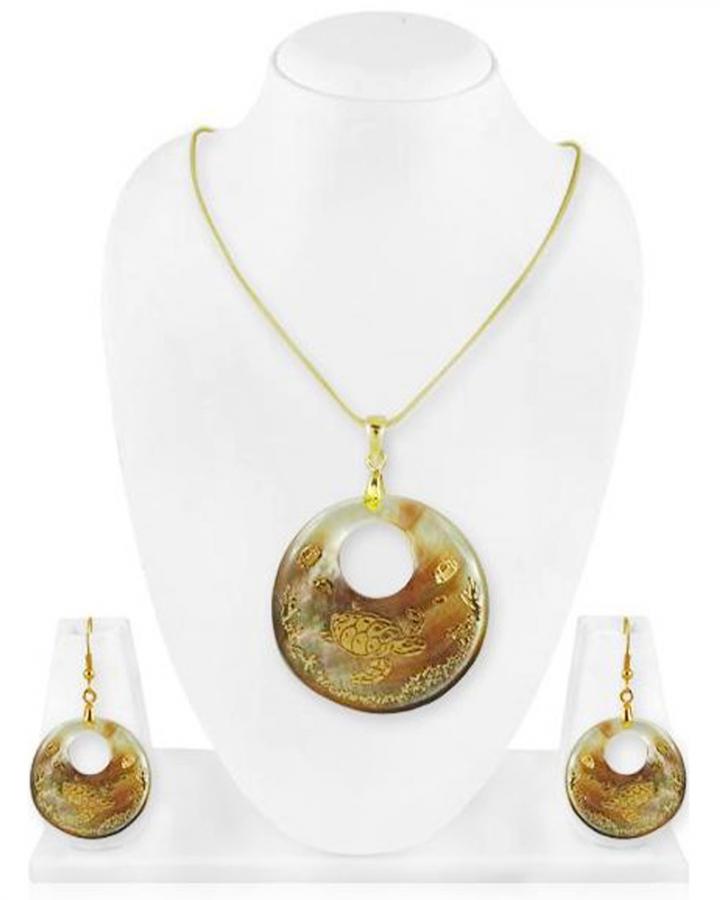 Bo'Bell Antique Artisanal Abalone Shell Pendant Set/MULTI
