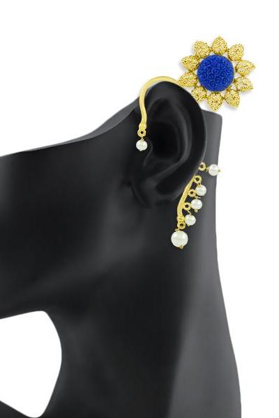 Bo'Bell Stylish Crafted Krishan Pankh Ear Cuff/ROYALBLUE