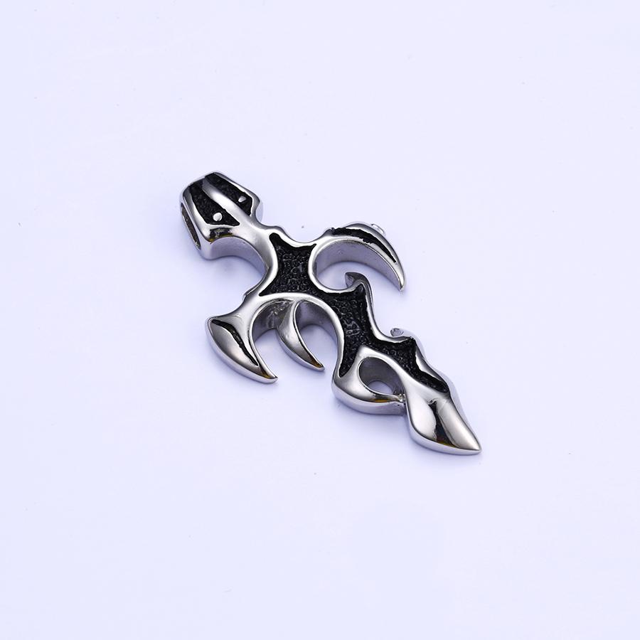 Bo'Bell Stainless Steel Cross Two-Toned Men's Necklace/BLACK