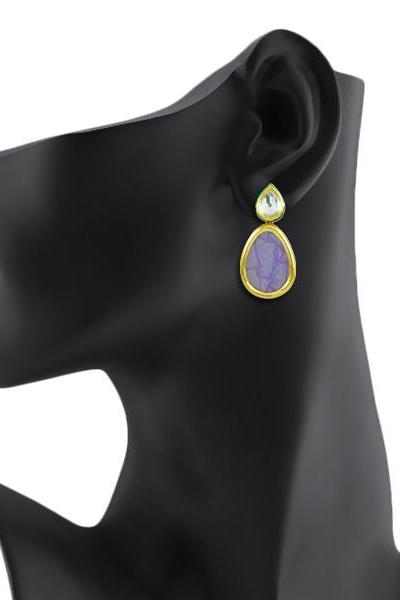 Bo'Bell Indian Bold Boondh Sheet Earring/PURPLE