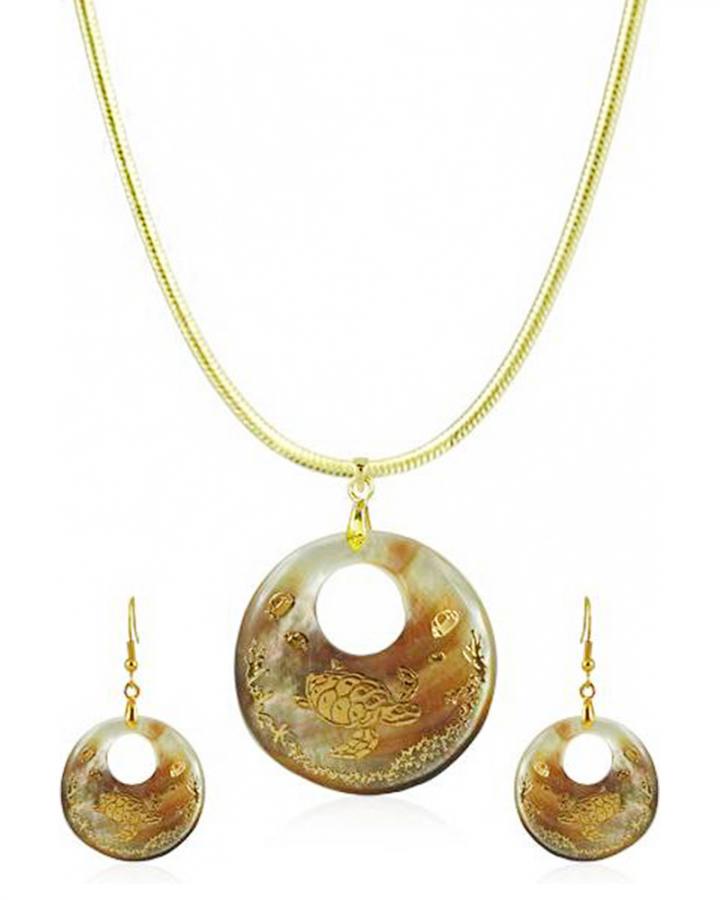 Bo'Bell Antique Artisanal Abalone Shell Pendant Set/MULTI