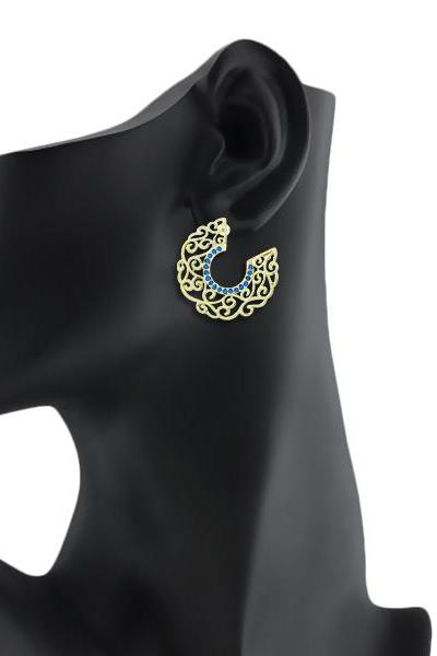 Bo'Bell Stylish Crafted Bend Antique Indian Earring/BLUE