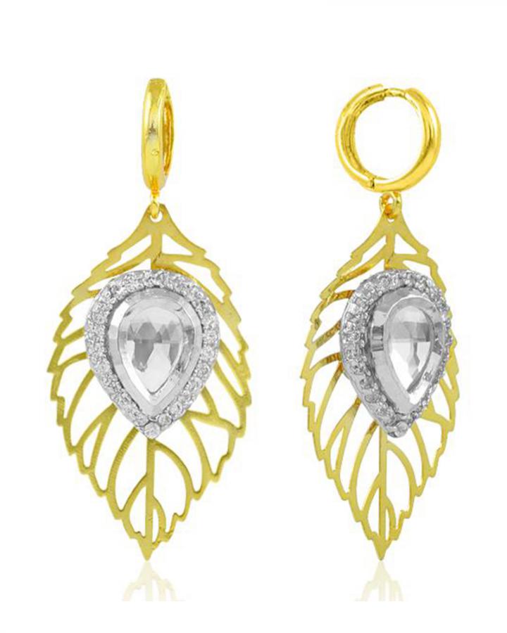 Bo'Bell Adorable Leafy Lazer Cut Designer Earring/WHITE