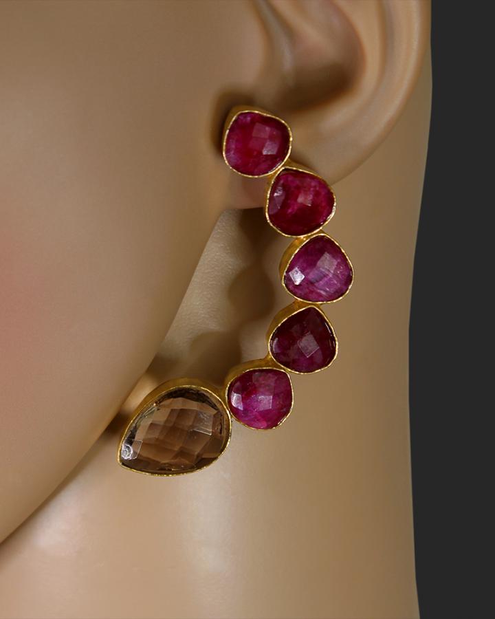 Crescent Dot Earring