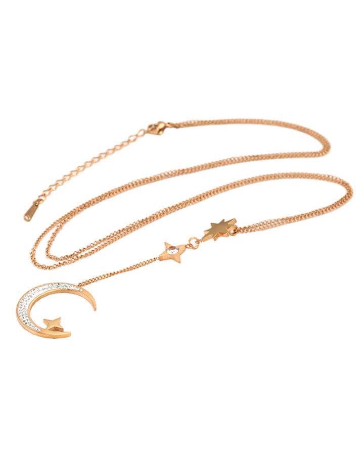 Moon Sparkle CZ Diamond Necklace
