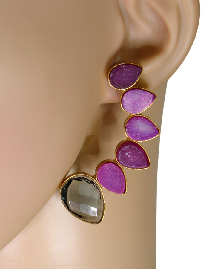 Crescent Dot Earring