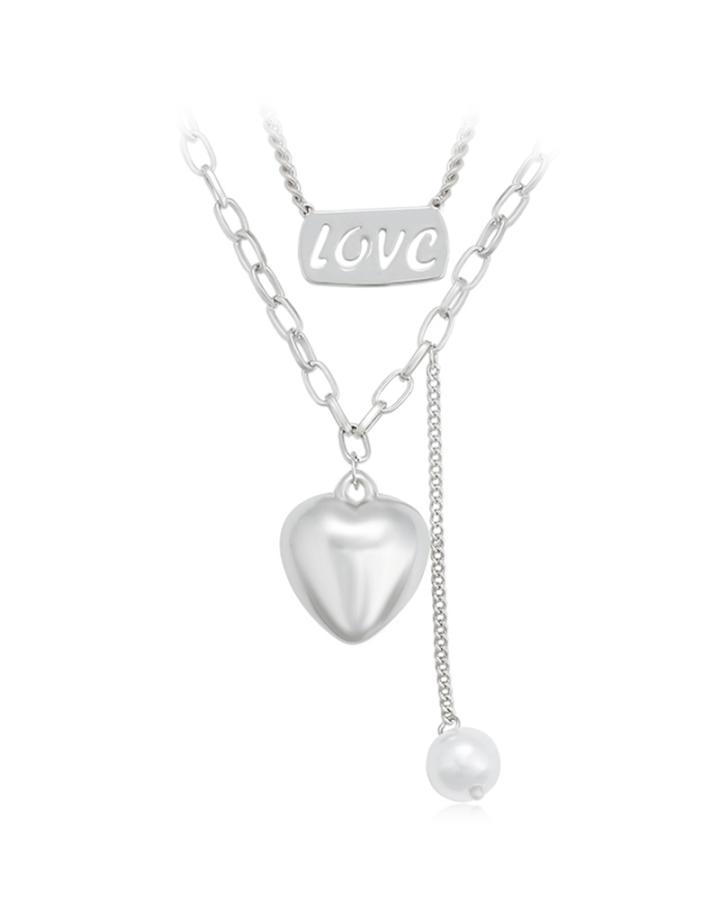 Spread Love Stainless Steel Dual Strand Necklace
