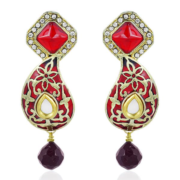 Bo'Bell Antique Meenakari Traditional Earring/RED