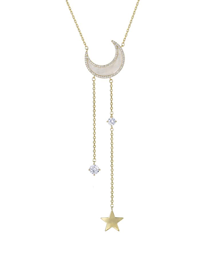 To the Moon CZ Long Necklace
