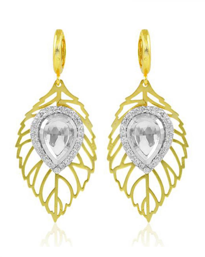 Bo'Bell Adorable Leafy Lazer Cut Designer Earring/WHITE