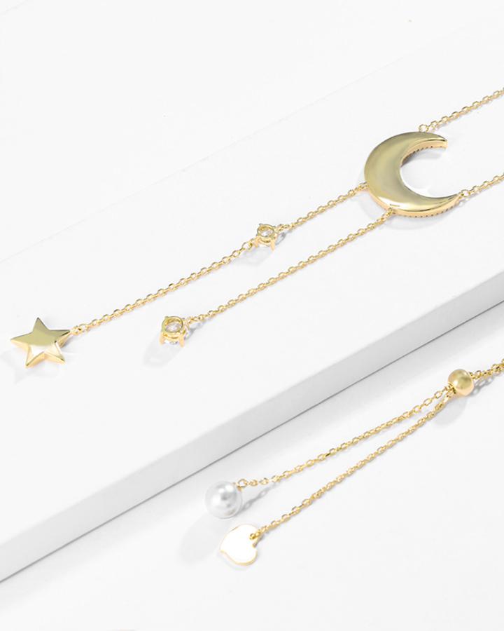 To the Moon CZ Long Necklace