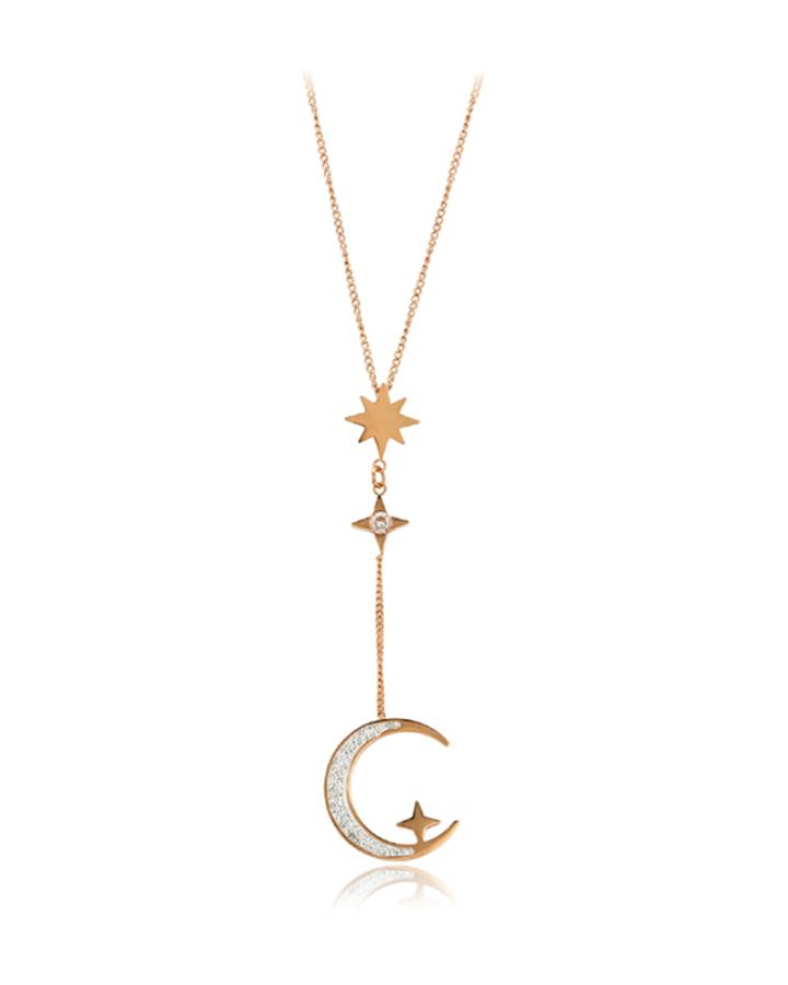 Moon Sparkle CZ Diamond Necklace