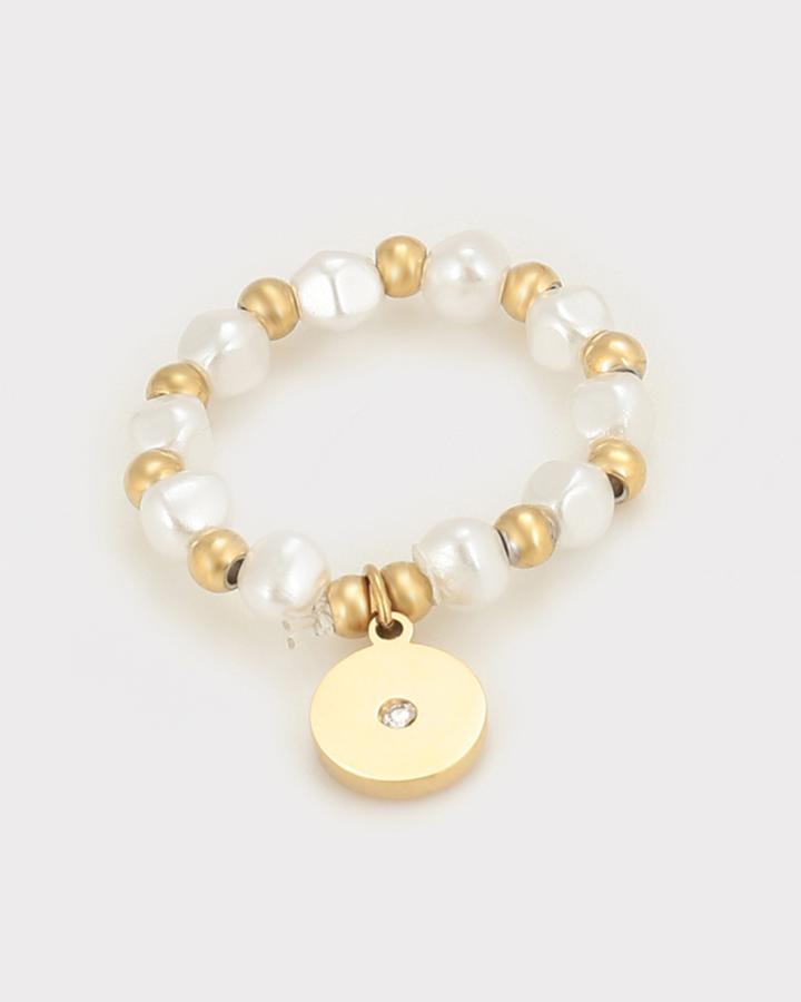 Valentine CZ Diamond Pearl Ring