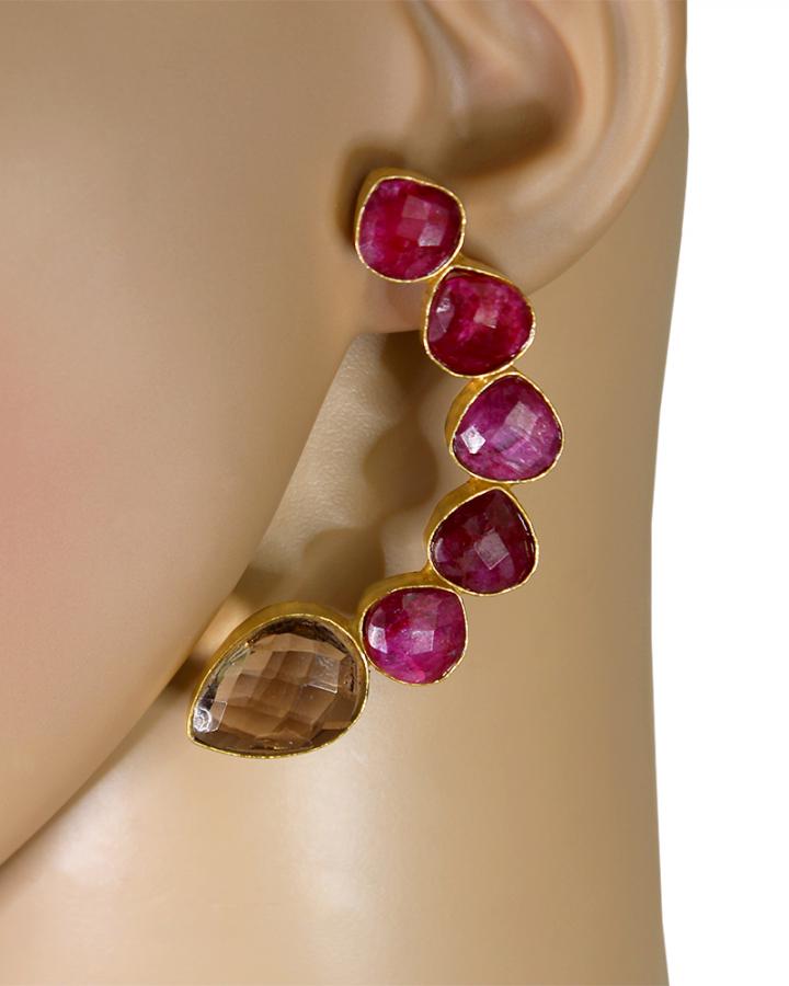 Crescent Dot Earring