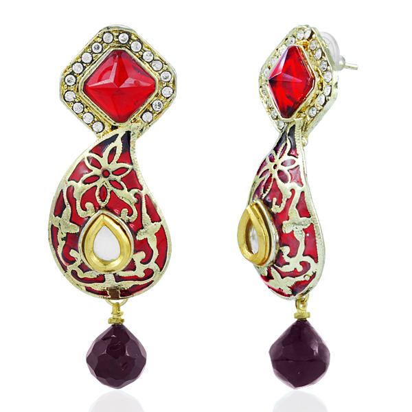 Bo'Bell Antique Meenakari Traditional Earring/RED