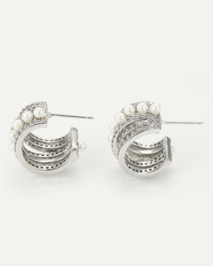 Pearl Droplet CZ Diamond Hoop