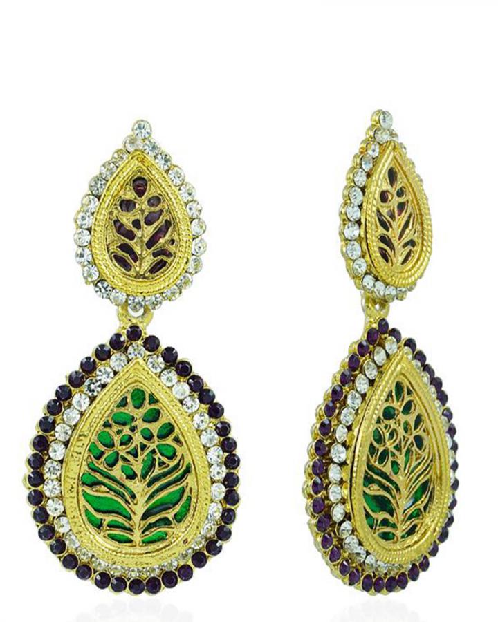 Bo'Bell Rajasthani Fusion Thewa Designer Earring/MULTI