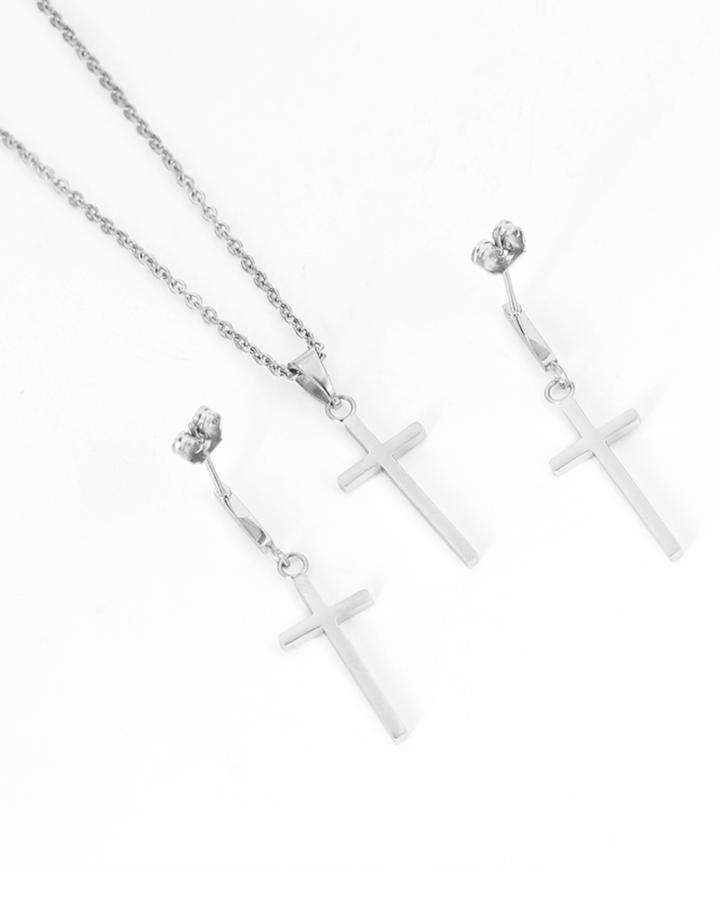 Stainless Steel Cross Necklace Set