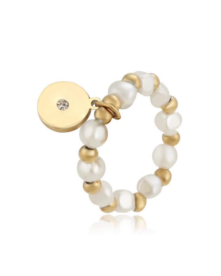 Valentine CZ Diamond Pearl Ring