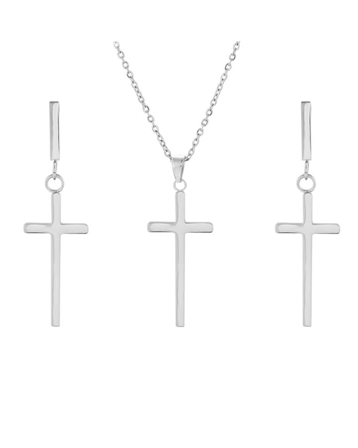 Stainless Steel Cross Necklace Set