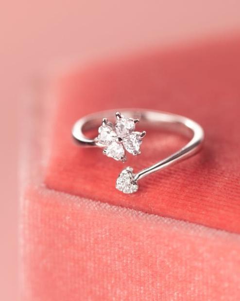 Spring Heart Adjustable Sterling Silver Ring