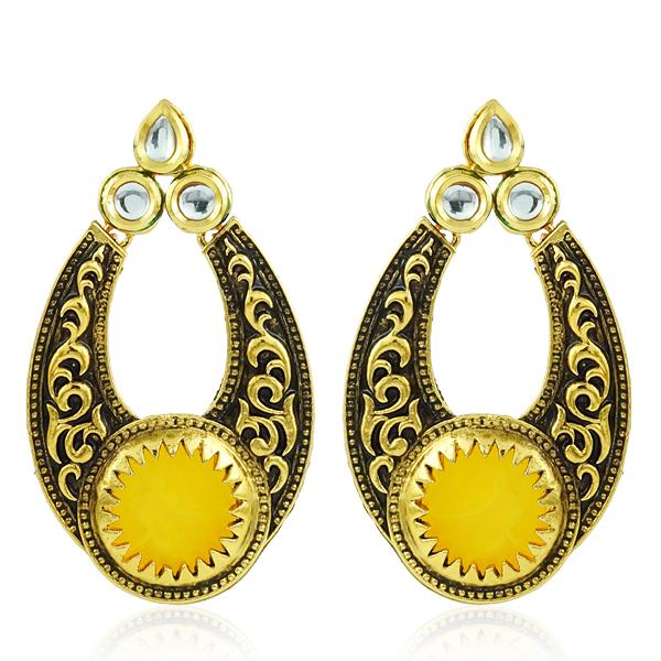 Bo'Bell Indian Versatile Carved Designer Earring/YELLOW 