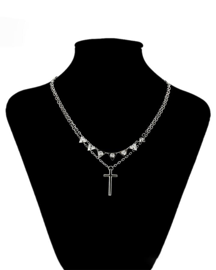 Lily Cross Stainless Steel Necklace