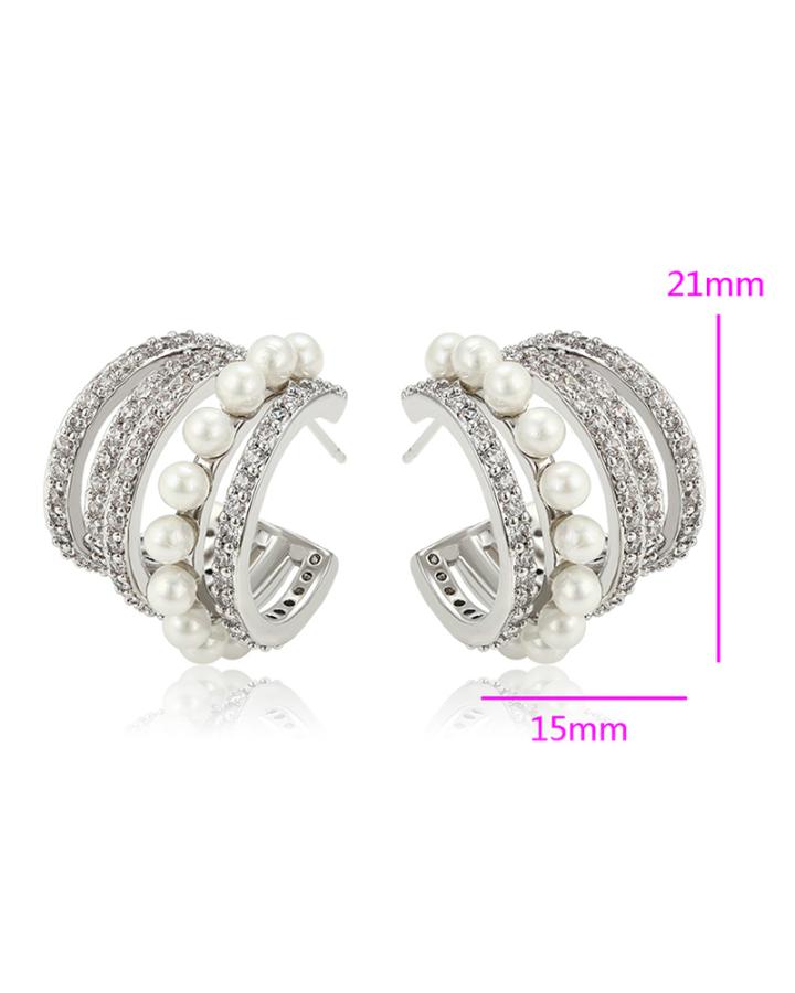 Pearl Droplet CZ Diamond Hoop