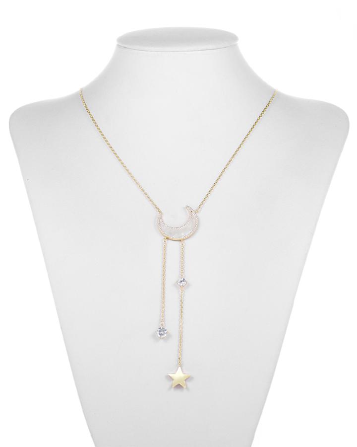 To the Moon CZ Long Necklace
