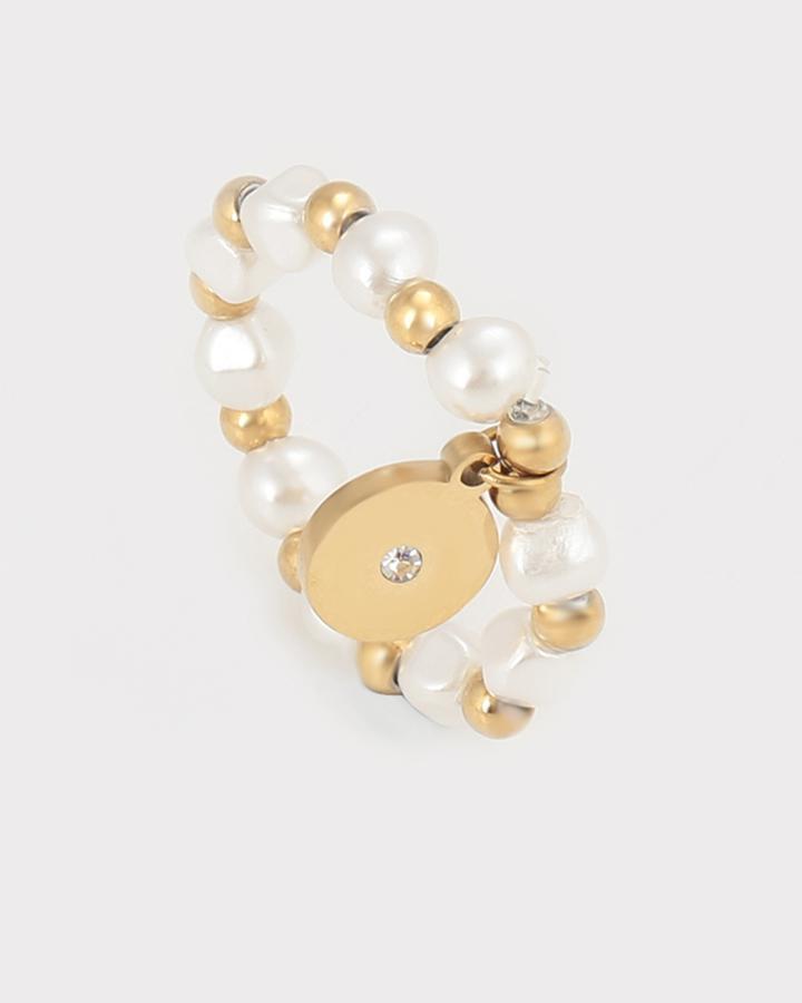 Valentine CZ Diamond Pearl Ring