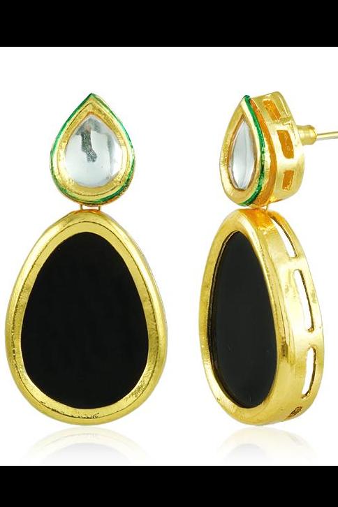 Bo'Bell Indian Bold Boondh Sheet Earring/BLACK