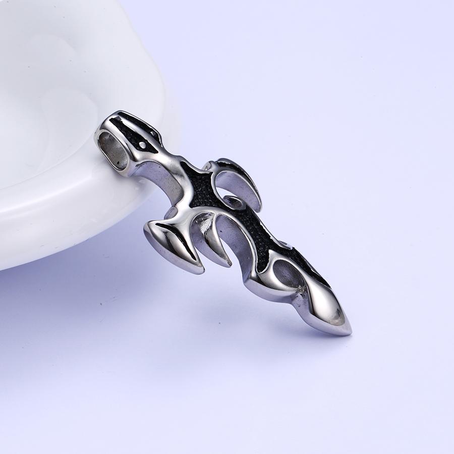 Bo'Bell Stainless Steel Cross Two-Toned Men's Necklace/BLACK
