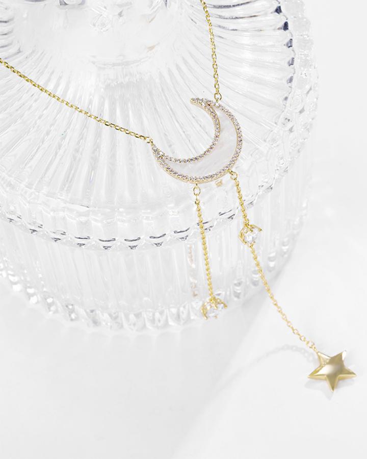 To the Moon CZ Long Necklace