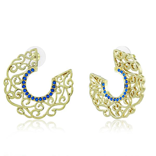 Bo'Bell Stylish Crafted Bend Antique Indian Earring/BLUE