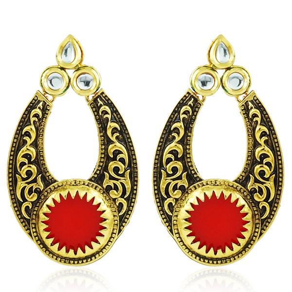 Bo'Bell Indian Versatile Carved Designer Earring/ORANGE 