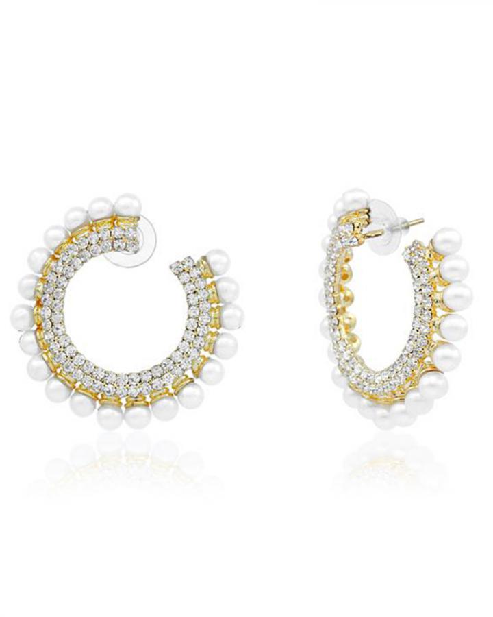 Bo'Bell Elegant Beauty Flirty AD Hoop Earring/WHITE
