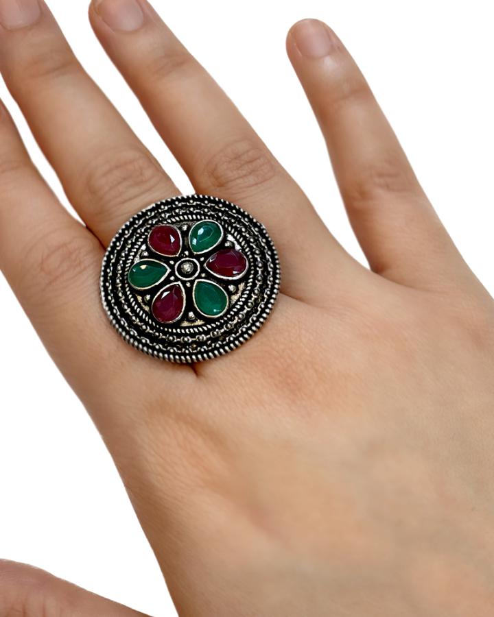 Maya Floral Boho Adjustable Ring