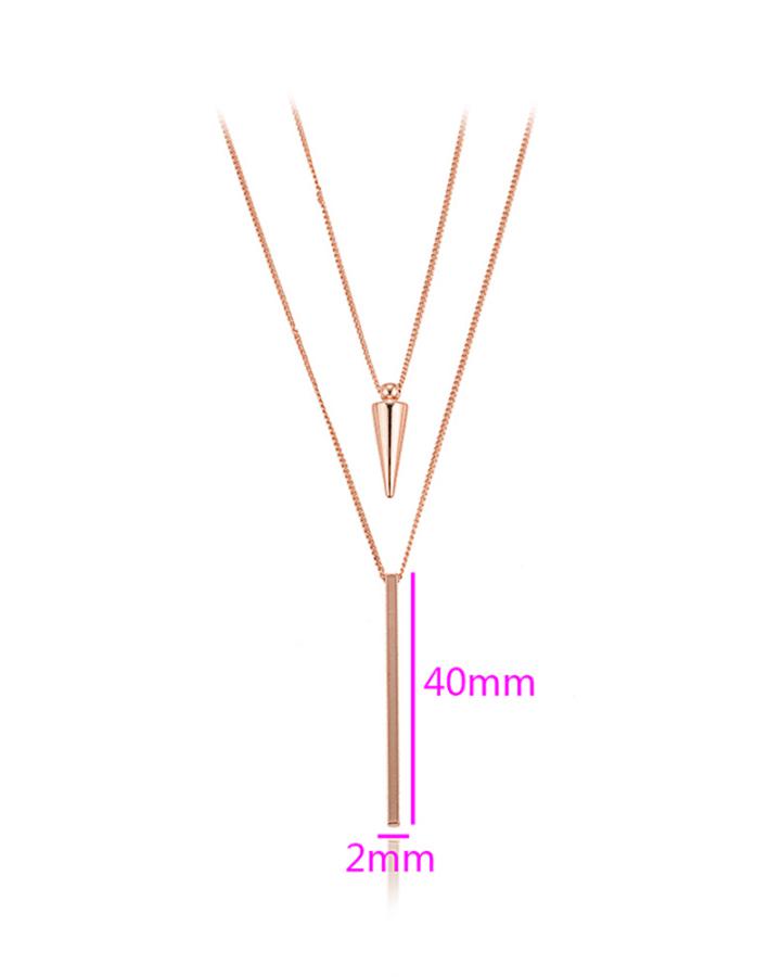 Steel Drop Pendulum Double Strand Necklace