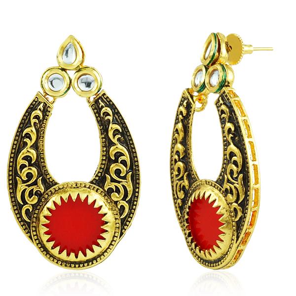 Bo'Bell Indian Versatile Carved Designer Earring/ORANGE 