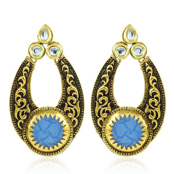 Bo'Bell Indian Versatile Carved Designer Earring/ROYALBLUE